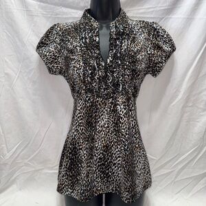 HeartSoul Black and Brown Animal Print Blouse